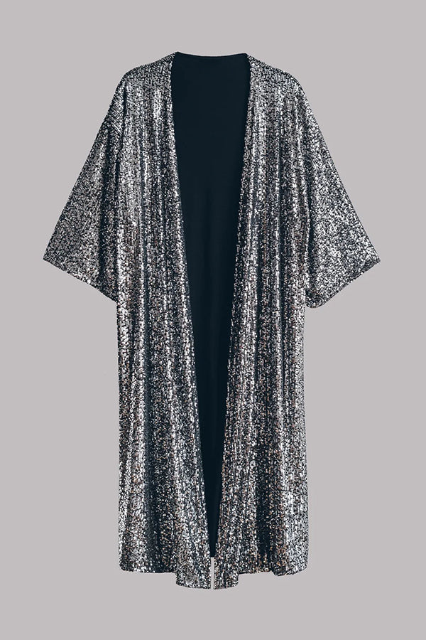 Dominique | Kimono à manches cloche à paillettes disco glamour