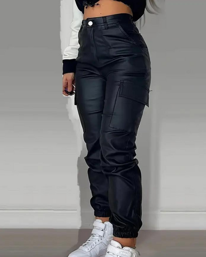 Ashe | Pantalon en Cuir Cargo pour Femmes