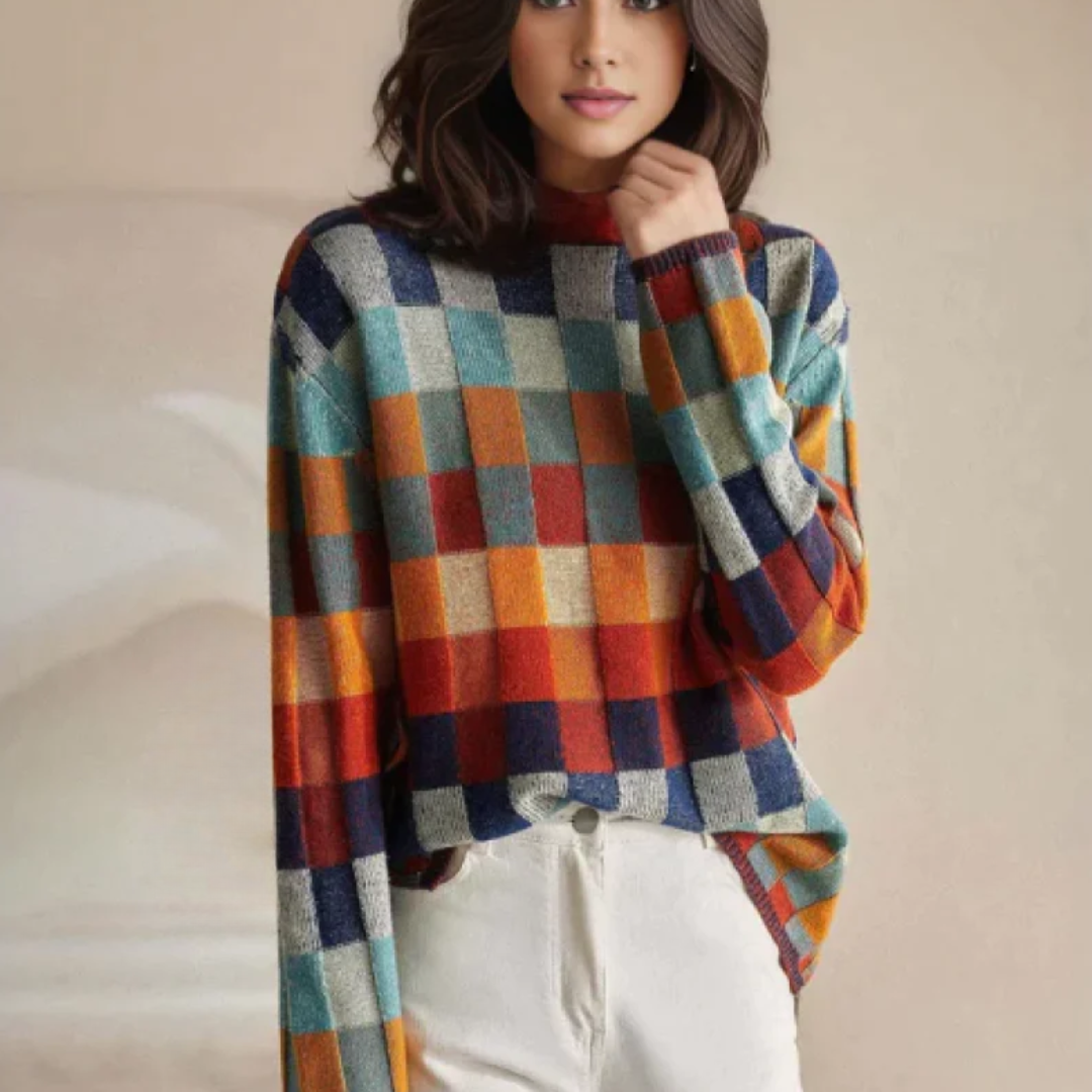 JESSY | Pull col roulé en patchwork