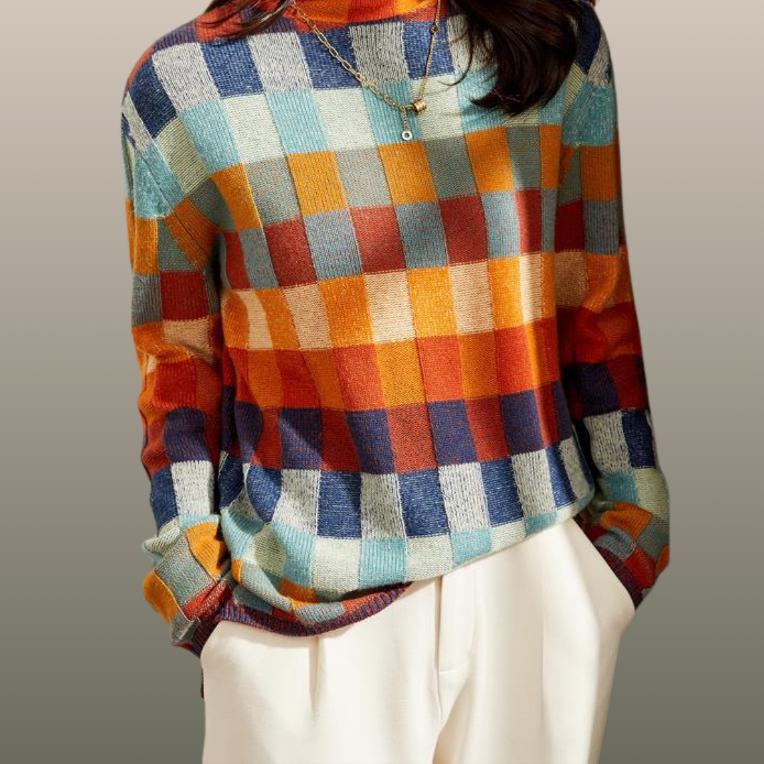 JESSY | Pull col roulé en patchwork